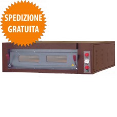 Forno Pizzeria 6 Pizze a 1 Camera Elettrico, Piano in Refrattario con Frontale Rustico